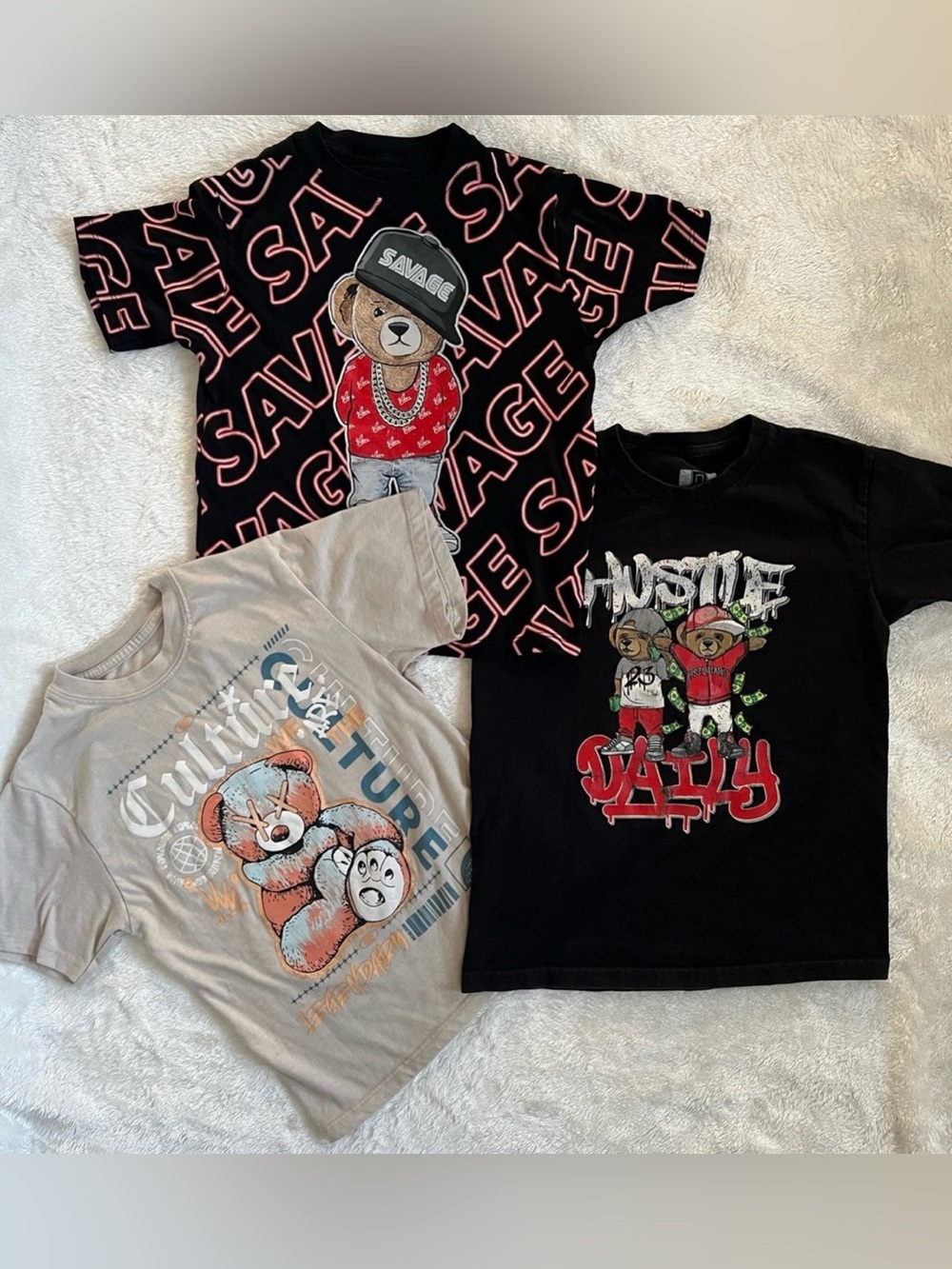 Bear Graphic Kid’s T Shirts Size 5/6 - USED Lot / Bundle of 3